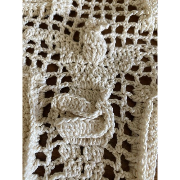 Rare Handmade Crocheted 3D The Cross Doily Filet 100% Cotton Ecru - Picture 2 of 5